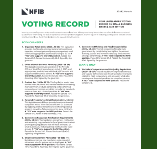 NFIB Releases Voting Records on Nevada Legislators