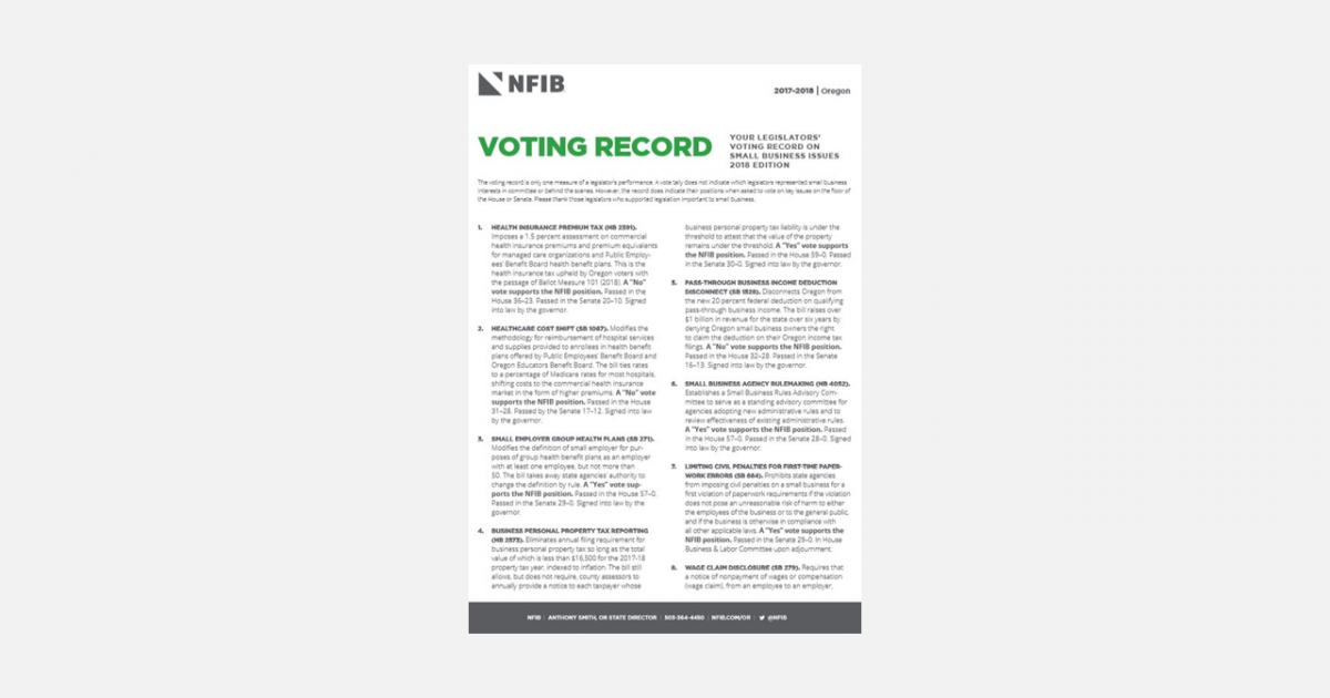 NFIB Voting RecordsProof of Every Elected Official’s Word NFIB